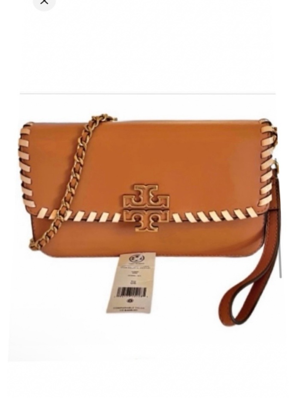 🆕- Tory Burch Britten Leather
Crossbody/ Chain Wallet/ Wristlet with Whipstitch.